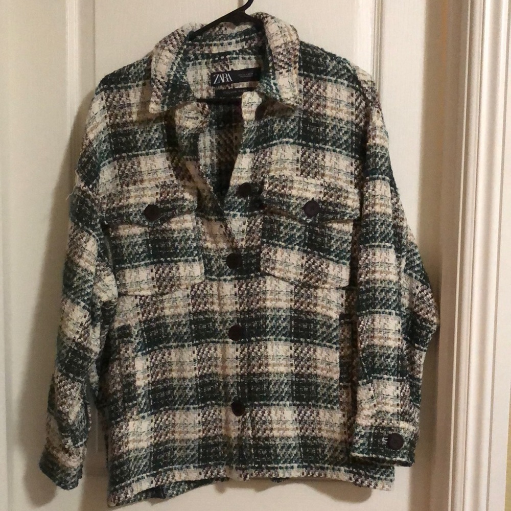Zara Green Shacket Oversized Shirt